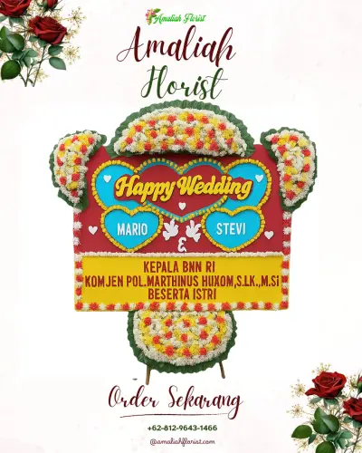 Karangan Papan Bunga Pernikahan di Sanca